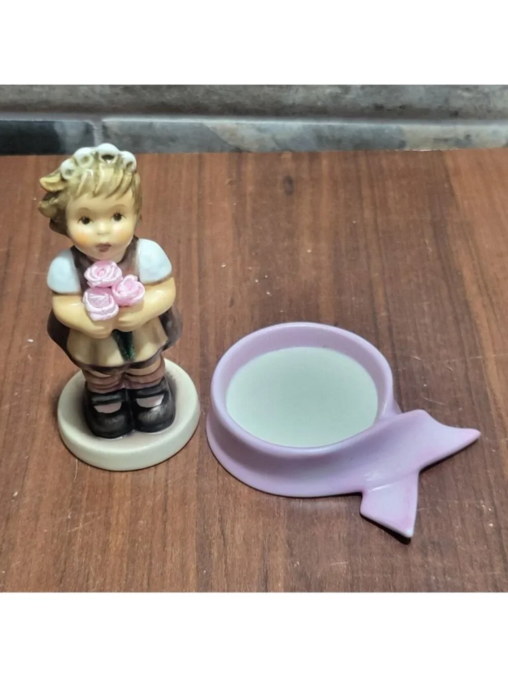Goebel Hummel Hope Figurine 2203 Breast Cancer Awareness Pink Ribbon Base